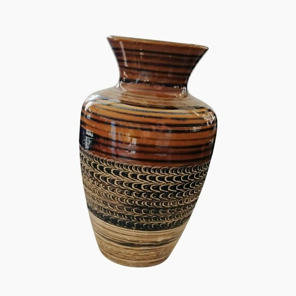 Vintage Mid-Century German Pottery Vase, Large 12" MCM Ceramic Stamped Germany - Picture 1 of 4